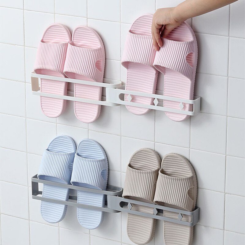 Adjustable Slipper Wall Rack Space-saving Wall-Mounted Shoes Rack ...