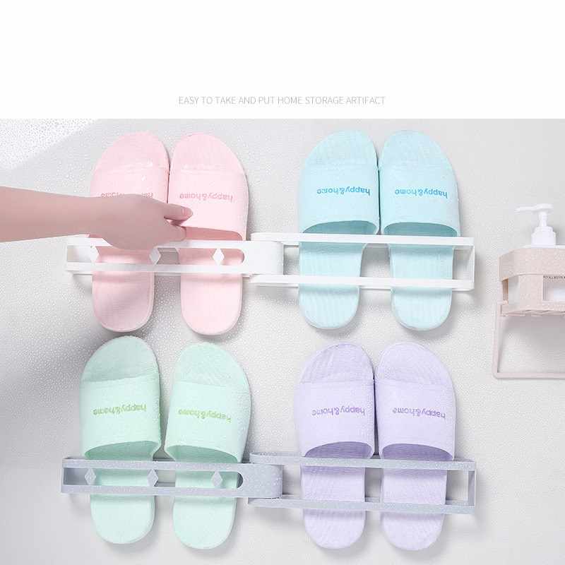 Adjustable Slipper Wall Rack Space-saving Wall-Mounted Shoes Rack ...