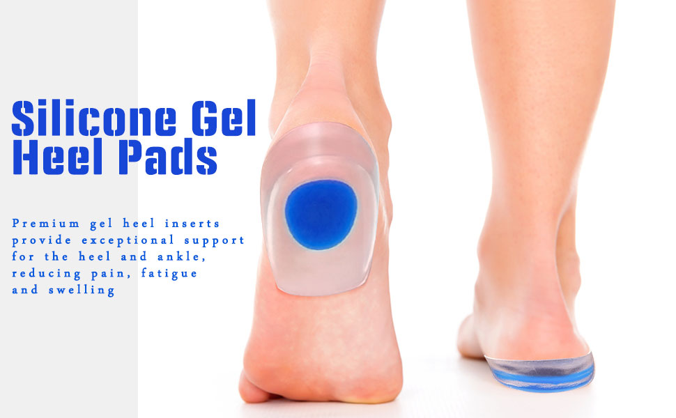 Silicone Gel Heel Cup Pad, Shoe Inserts for Plantar Fasciitis, Sore