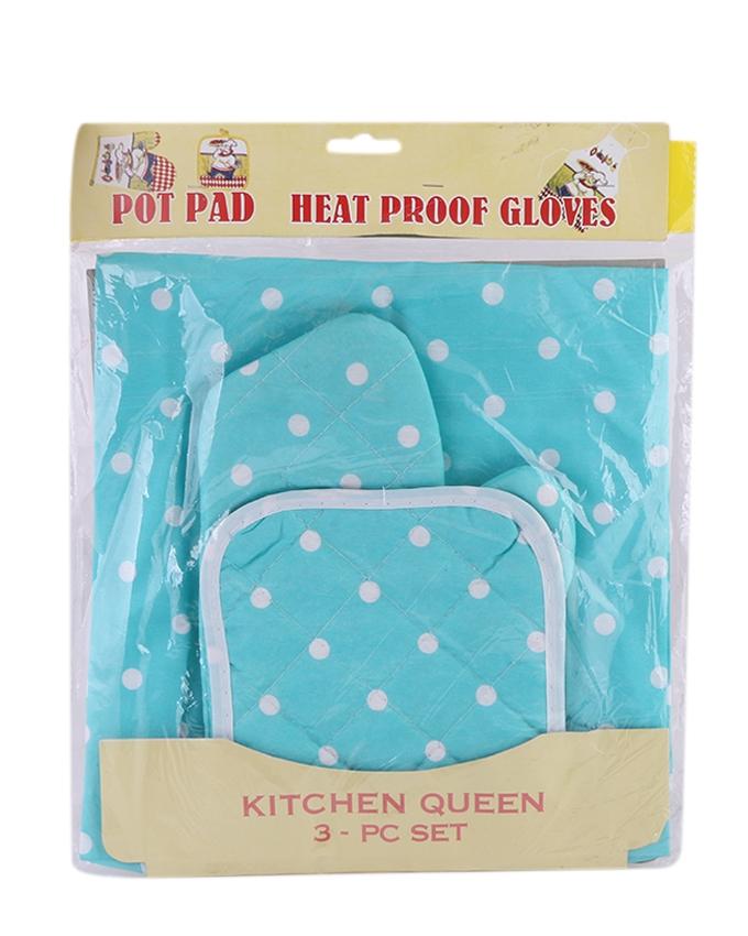 Kitchen Apron and Gloves Set Sky Blue Cut Price BD