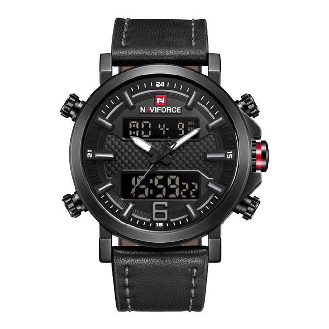 NF9135 Black PU Leather Wrist Watch for Men Cut Price BD