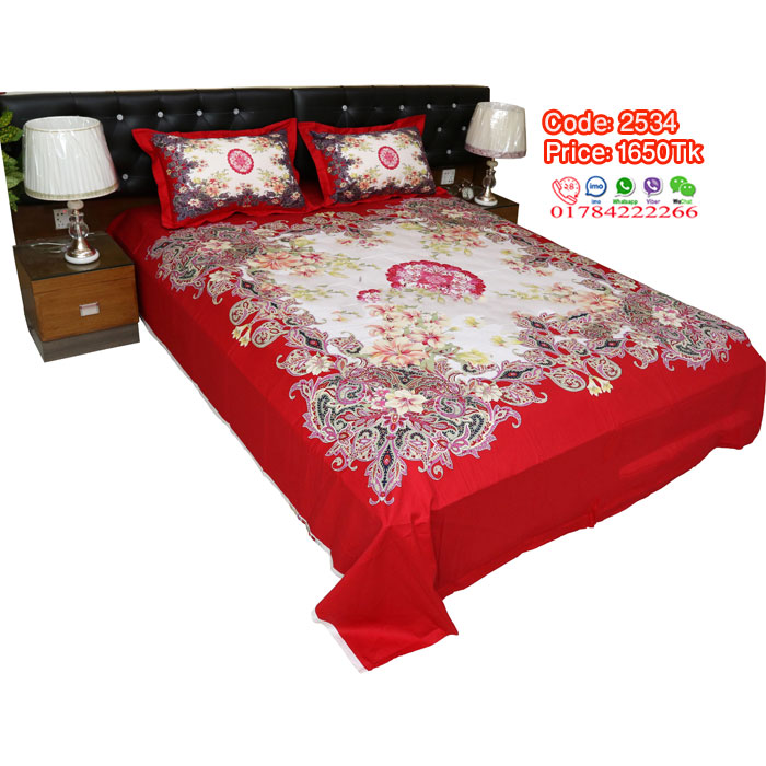 King Size Bedsheet with two pillow cover BS2534 Cut Price BD