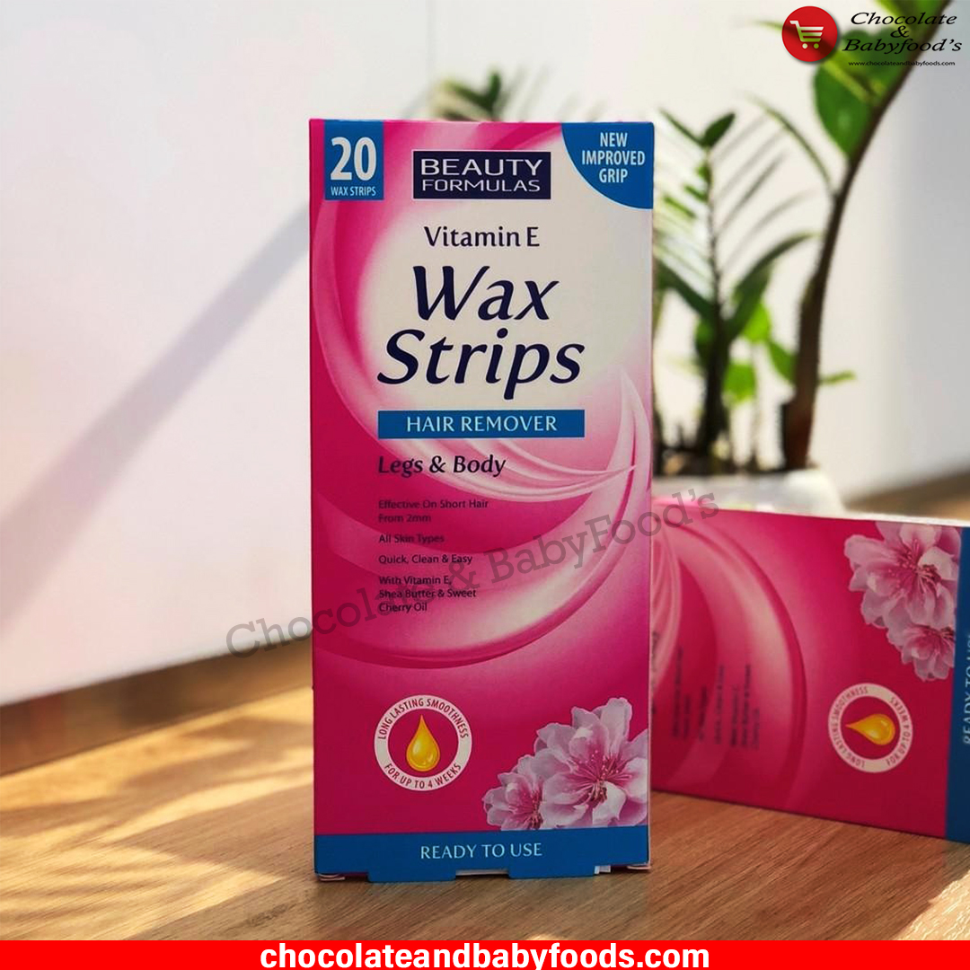 Beauty Formula Vitamin E Wax Strips Hair Remover Legs & Body 20 Wax Strips