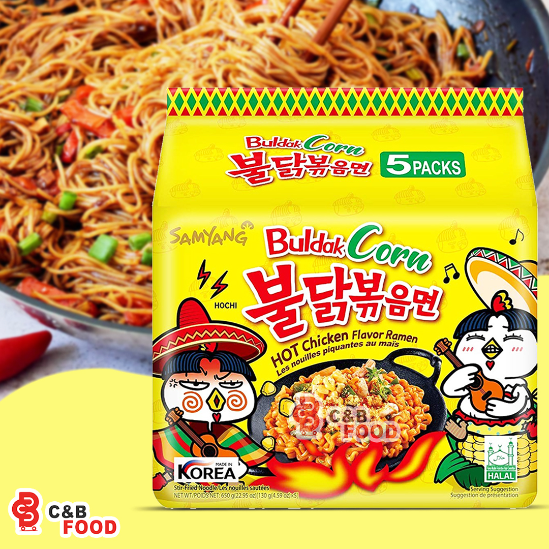 Samyang Buldak Corn Hot Chicken Flavor Ramen Noodles 5pcs pack 650G