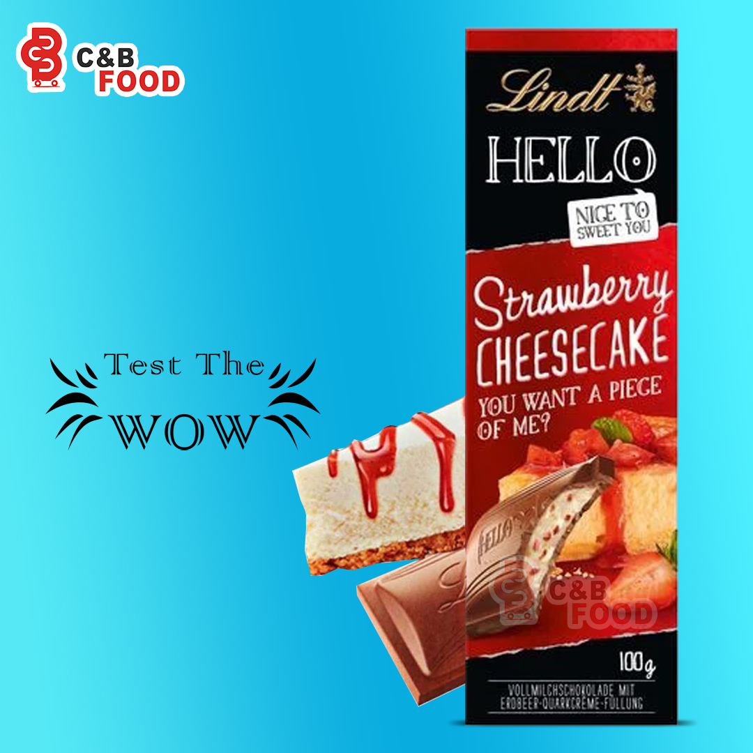 Lindt Hello Strawberry Cheese Cake Chocolate Bar 100G Cut Price BD