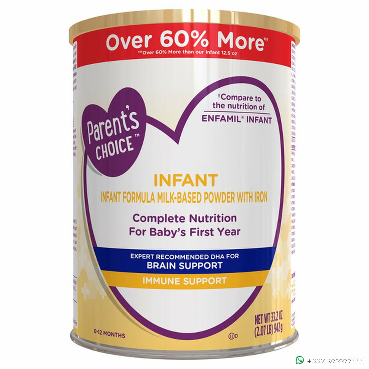 Parents Choice Infant Formula Milk-Based Powder with Iron 942g
