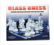 Glass Chess featuring frosted and clear glass pieces