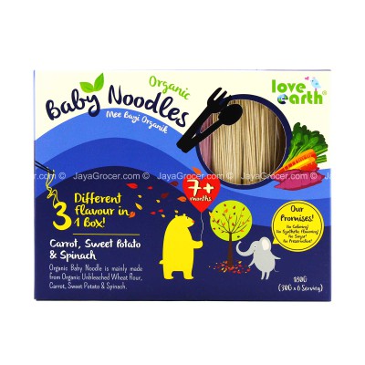 Love Earth Organic Baby Noodles Carrot Sweet Potato Spinach 200g
