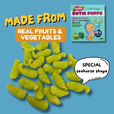 Gnubkins Cutie Puffs Seahorse Shape Apple & Broccoli 32g