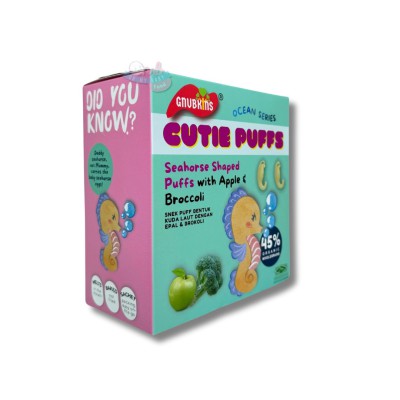 Gnubkins Cutie Puffs Seahorse Shape Apple & Broccoli 32g