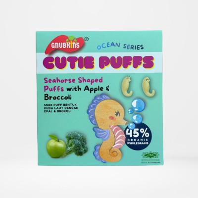 Gnubkins Cutie Puffs Seahorse Shape Apple & Broccoli 32g