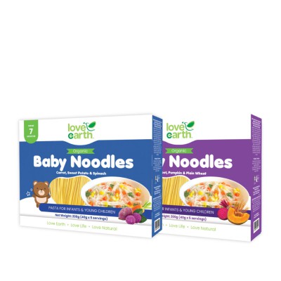 Love Earth Beetroot Pumpkin Plain Wheat Organic Baby Noodles 7+ Months 200g