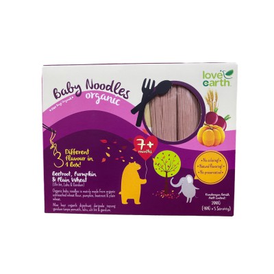 Love Earth Beetroot Pumpkin Plain Wheat Organic Baby Noodles 7+ Months 200g