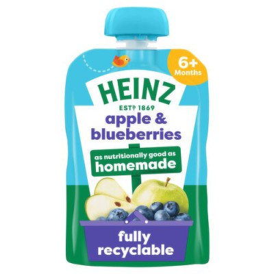 Heinz Bright & Fruity Apple & Blueberries Puree 6+ Months 100g