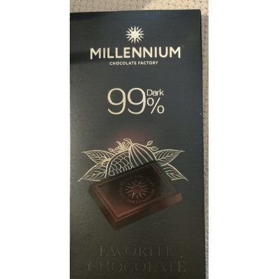 Millennium 99% Dark Chocolate Bar 100g