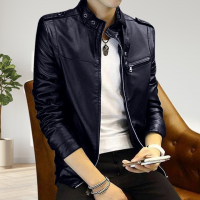 Blue Artificial Leather Jacket For Men
