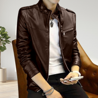Blue Artificial Leather Jacket For Men