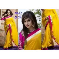 Lace Fitted Weightless Georgette Sharee  For Women's
