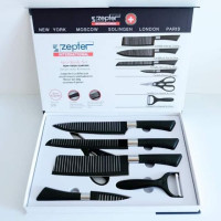 Zepter 6 piece knife set finished in wrinkle black