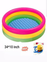 Baby Bath Tub, Baby Swimming Pool with Pumper (34 X10inch) - Multicolor - Best Price in Bangladesh | Shampoobd