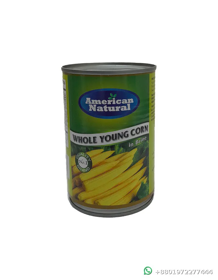 American Natural Whole Young Corn in Brine 425g