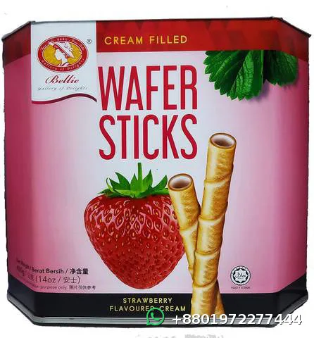 Bellie Wafer Sticks Strawberry Flavoured Cream 400g