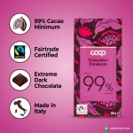Coop Cioccolato Fondente 99% Cacao Dark Chocolate 100g