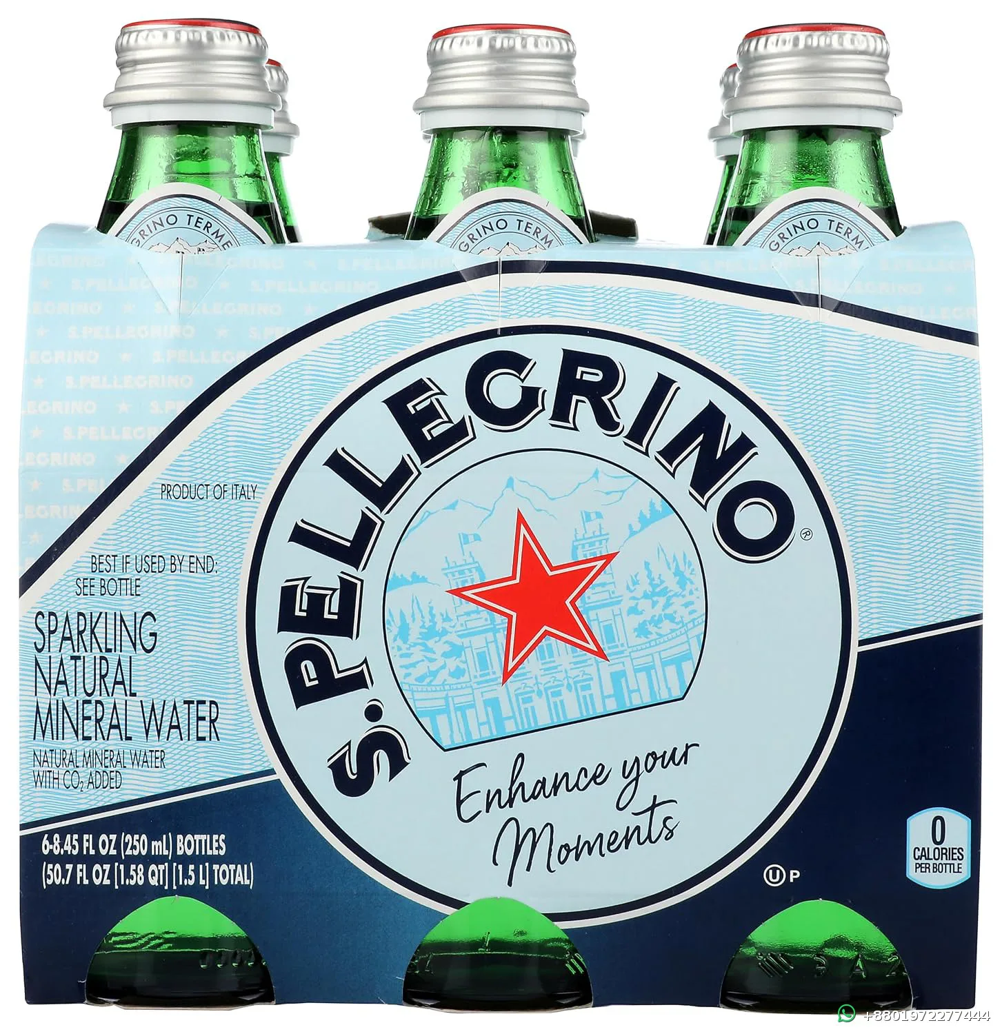 S. Pellegrino Sparkling Natural Mineral Water Glass Bottle 250mL
