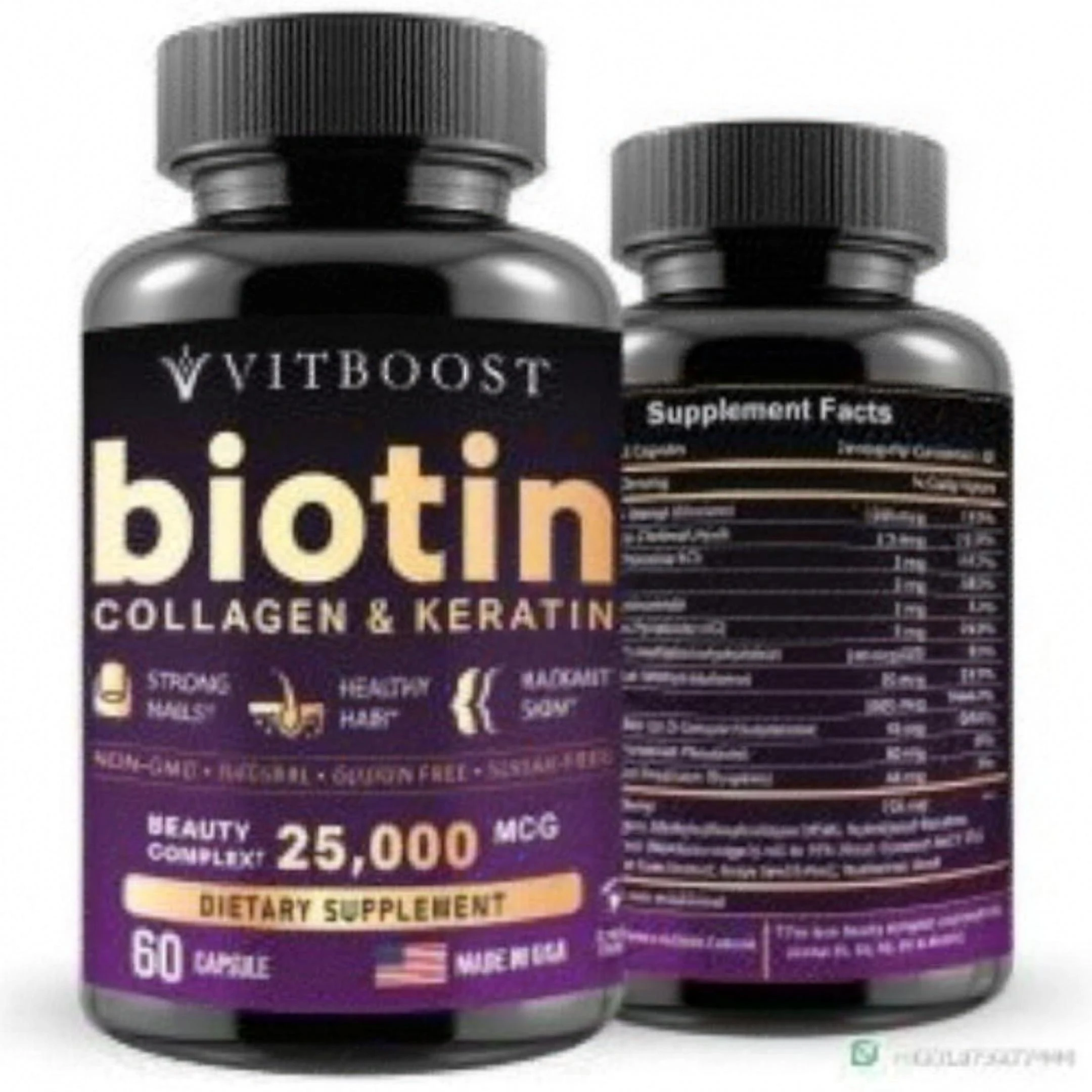Vitboost Biotin Collagen & Keratin 25000 mcg 60 capsules