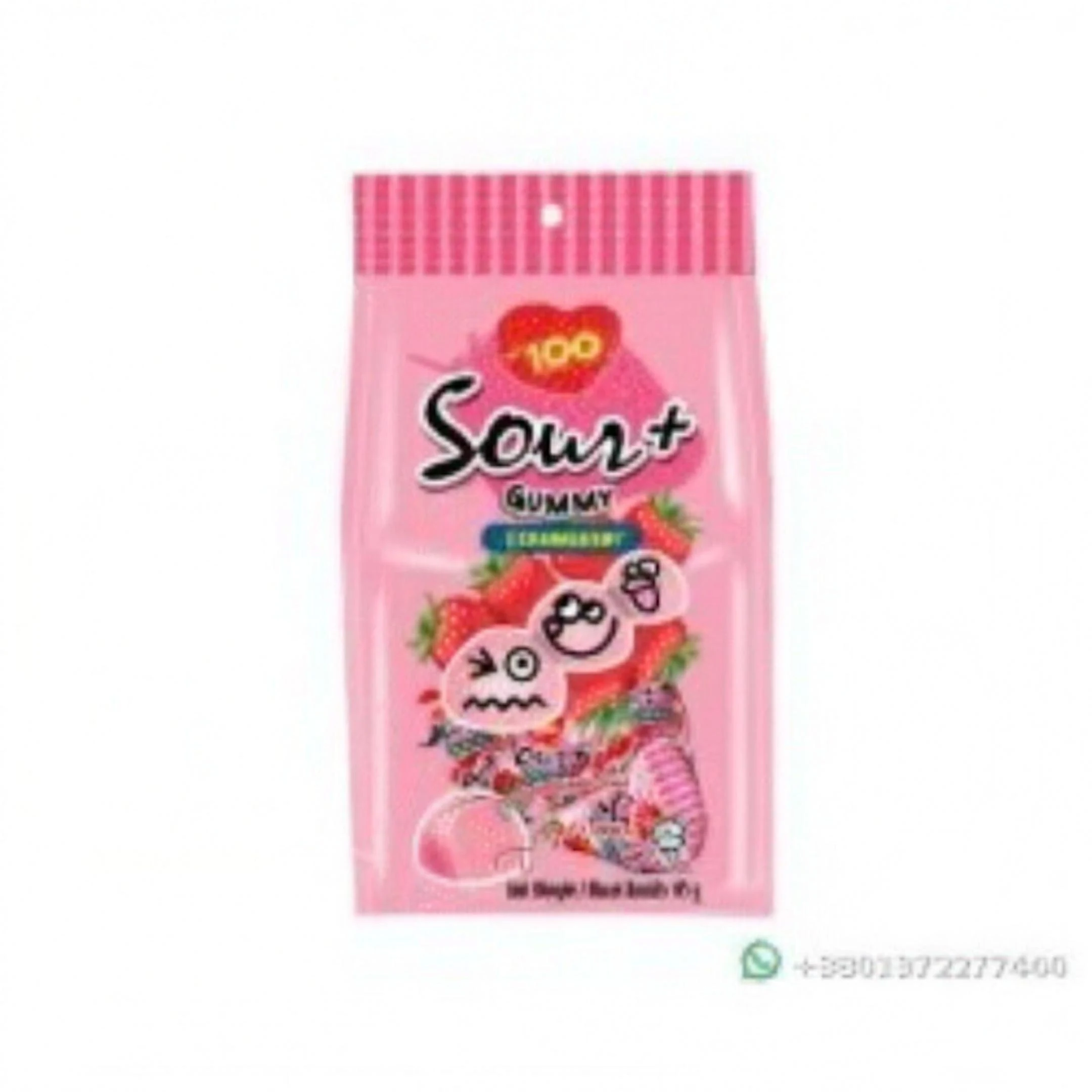 Lot 100 Sour+ Strawberry Flavored Gummy 95g