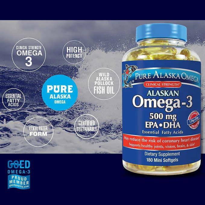 Pure Alaska Omega 3 Clinical Strength 500mg EPA & DHA – 180 Softgels