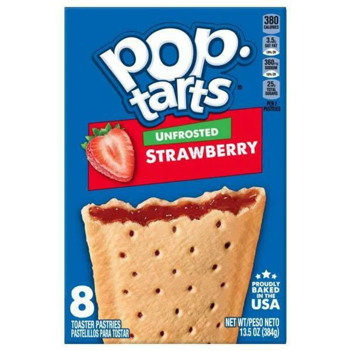 Pop Tarts Unfrosted Strawberry 8 Toasters Pastry 384g