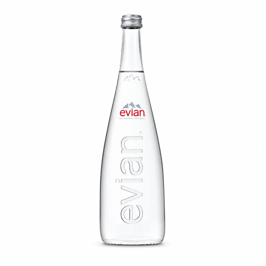 Evian Still Natural Mineral Water Glass Bottle 750ml 12pcs