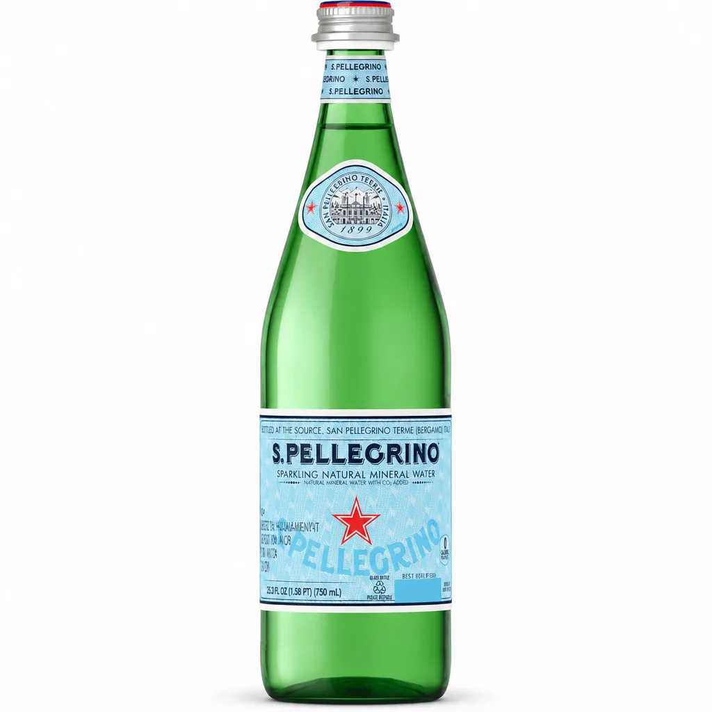 S. Pellegrino Sparkling Natural Mineral Water Glass Bottle 750mL