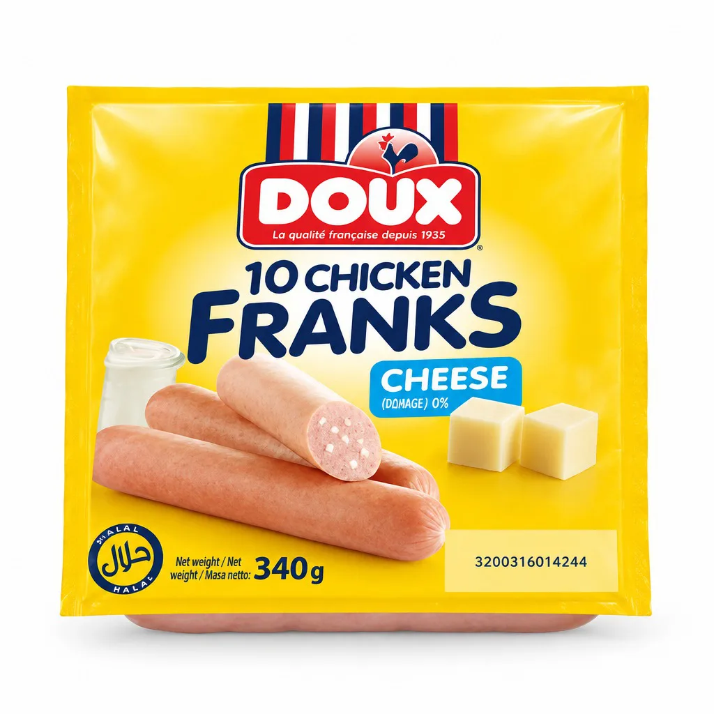 Doux Chicken Franks Cheese 340g
