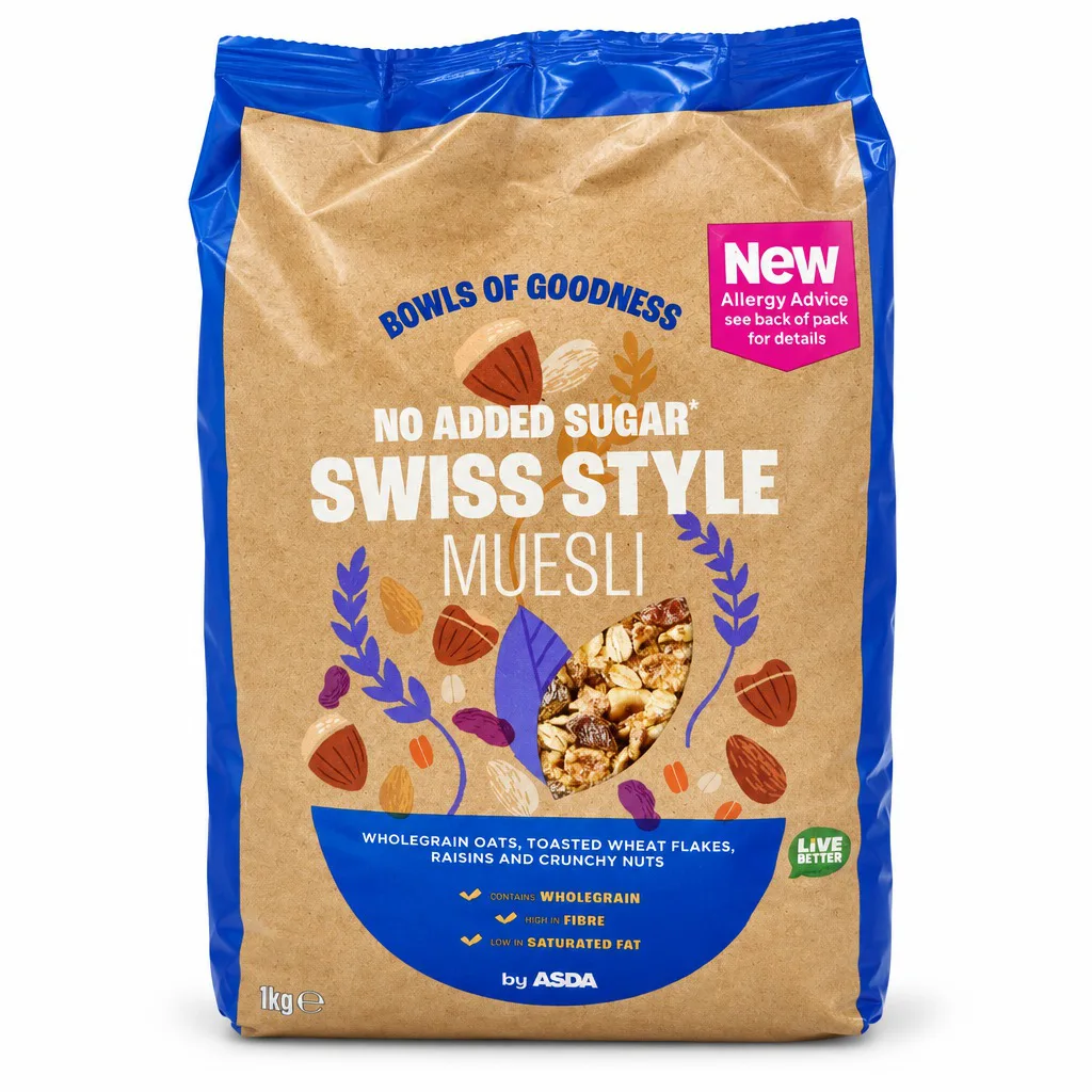 Asda No Added Sugar Swiss Style Muesli 1kg