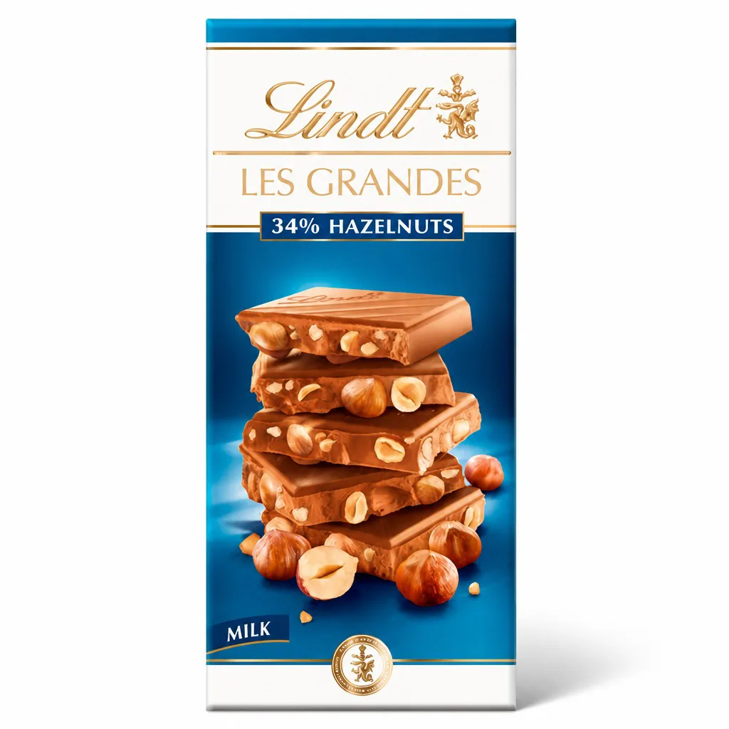 Lindt Les Grandes Milk Chocolate Hazelnuts 150g