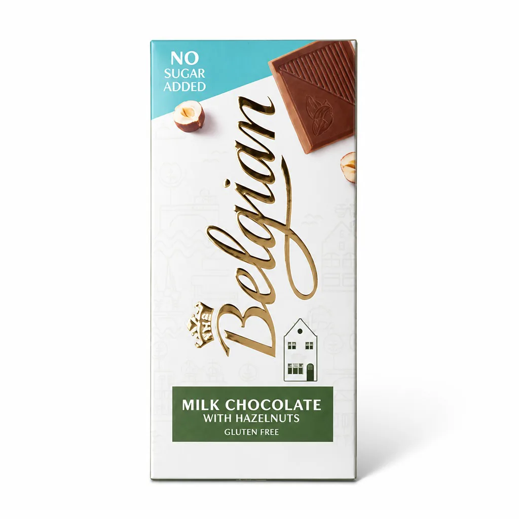 Belgian No Added Sugar Milk with Hazelnut Chocolate