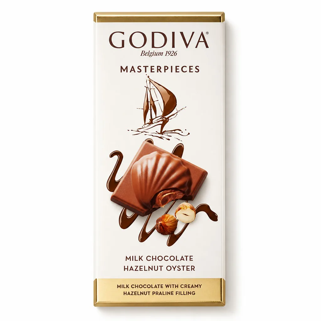 Godiva Masterpieces Milk Chocolate Hazelnut Oyster Bar 83g