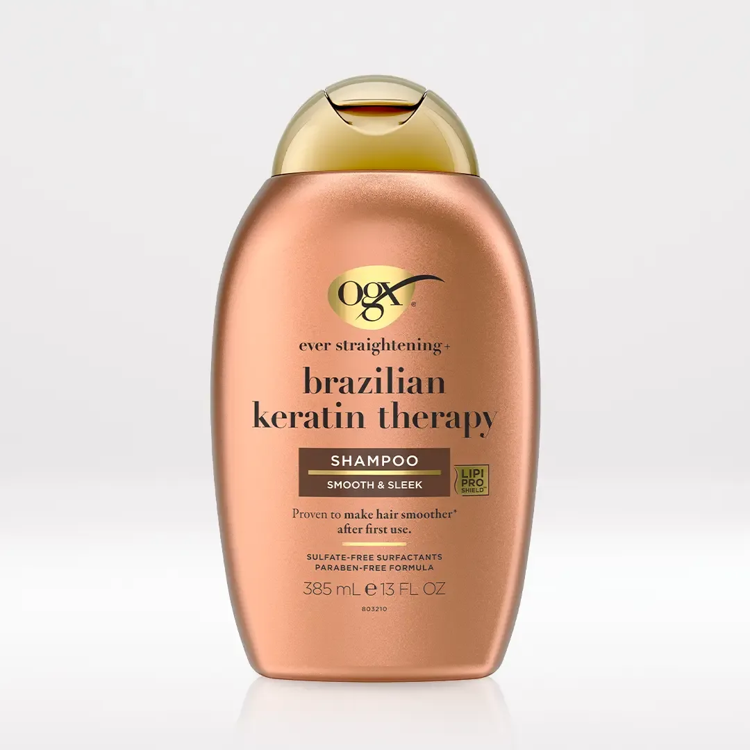 OGX Brazilian Keratin Therapy And Ever Strengthening Smoothing Shampoo With Cocoa Butter, Coconut Oil & Avocado Oil For Lustrous, Shiny Hair