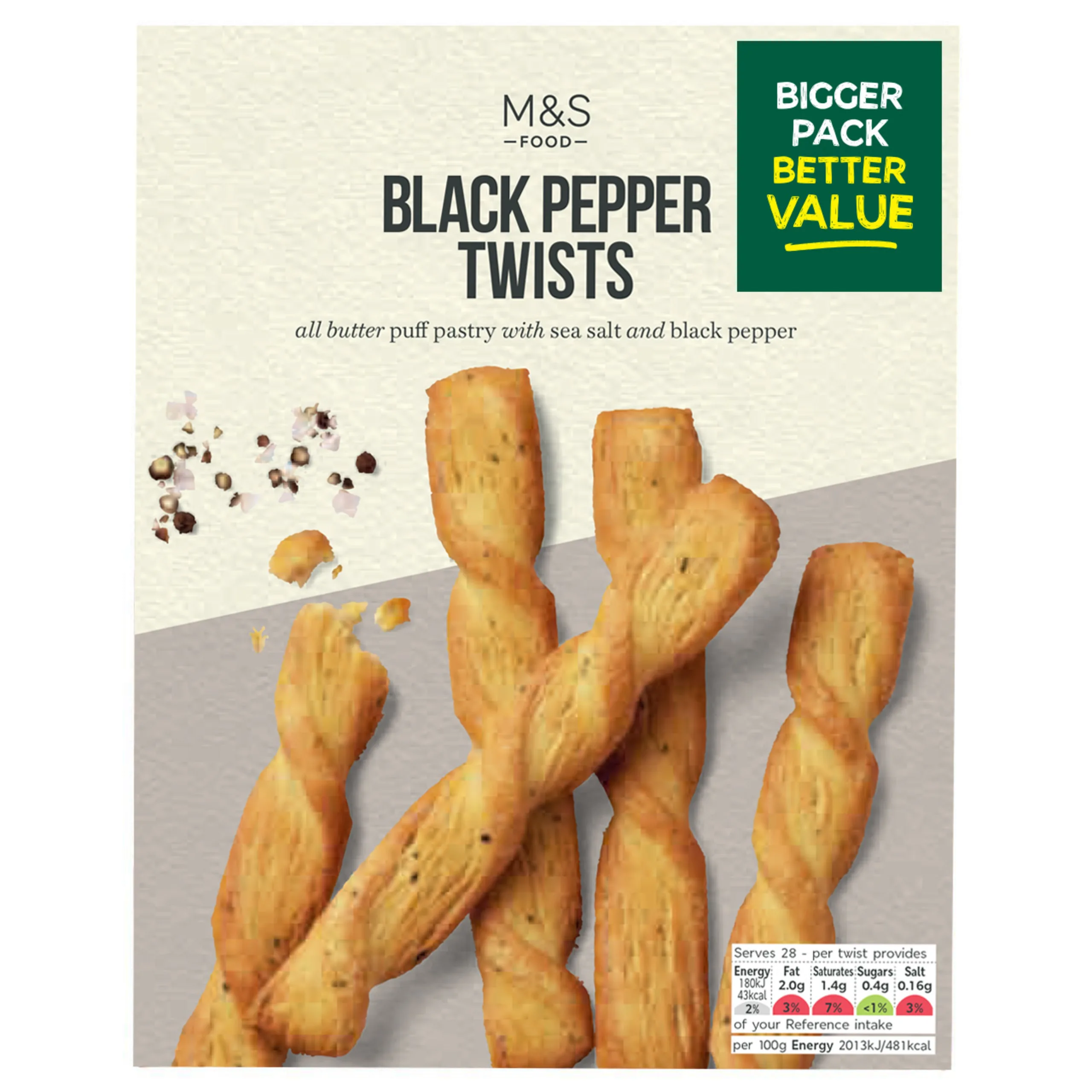 M&S Black Pepper Twists 125G | Gourmet Savory Cookies for Every Occasion