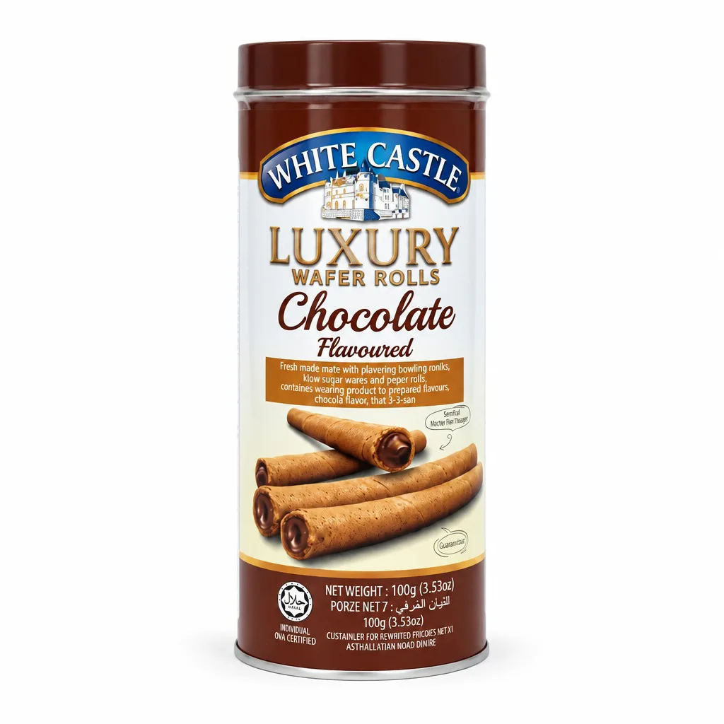 White Castle Luxury Wafer Rolls Chocolate Flavour 100g