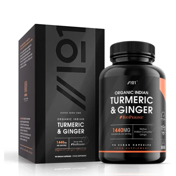 Alpha01 Organic Turmeric & Ginger 1440mg 90 Vegan Capsules