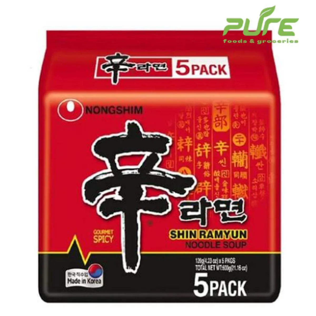 Nongshim Shin Ramyun Noodle Soup 5 Pack 600g