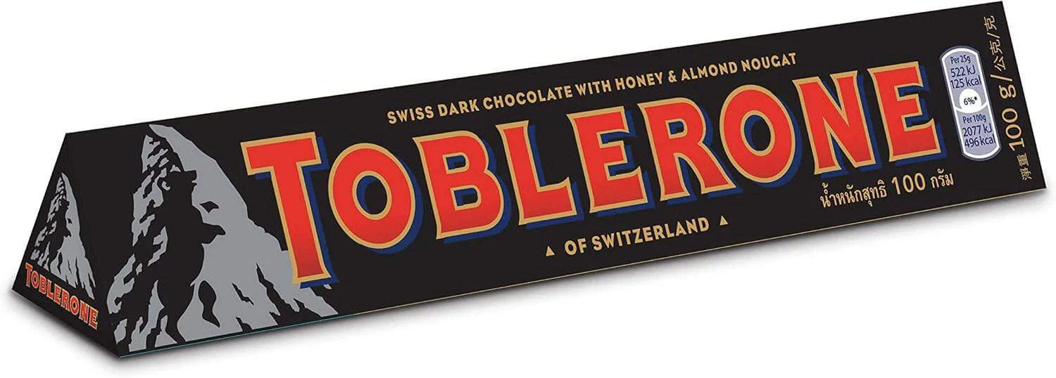 Toblerone Swiss Dark Chocolate with Honey and Almond Nougat 6pcs Pack