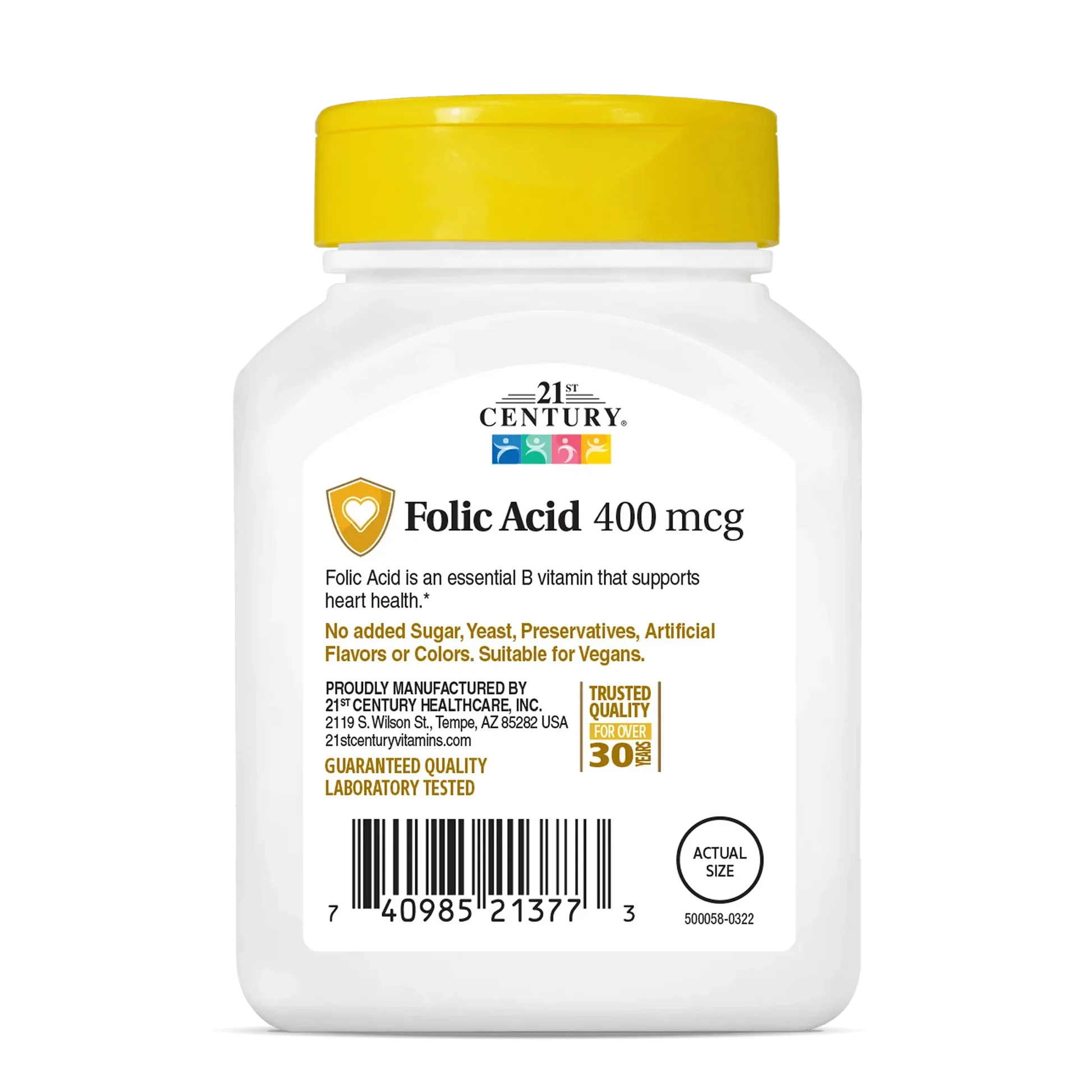 21st Century Folic Acid 400mcg 250 Tablets
