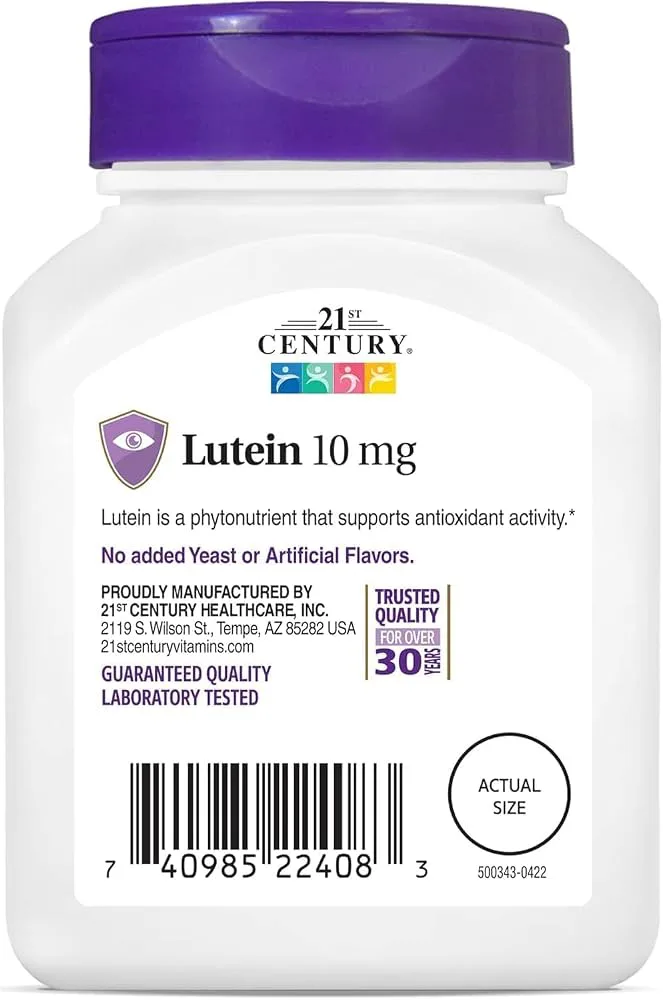 21st Century Lutein Tablets 10mg 60 Count