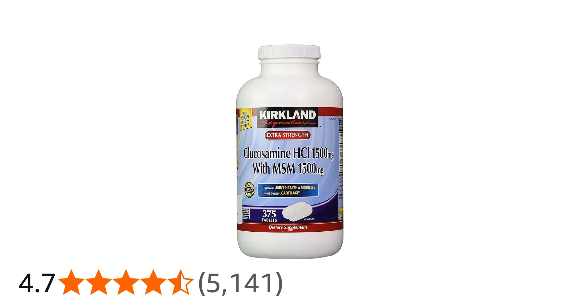 Kirkland Signature Extra Strength Glucosamine HCI 1500mg With MSM 1500mg