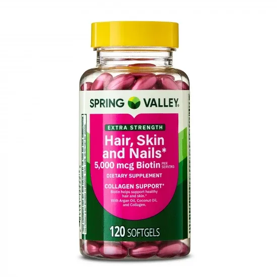 Spring Valley Hair Skin Nail Biotin, Oil, 120ct