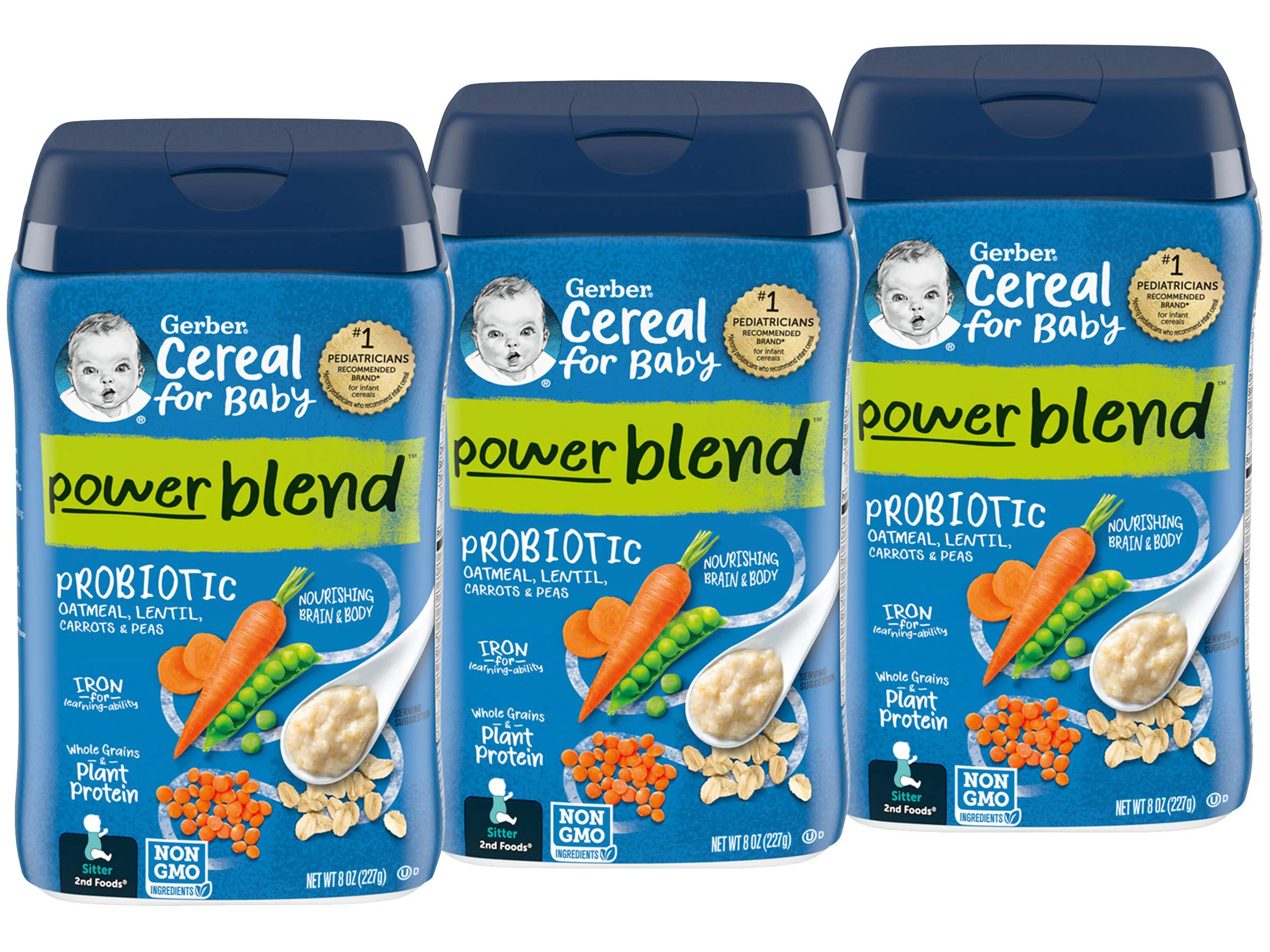 Gerber Probiotic Oatmeal, Lentil, Carrot & Pea Cereal 227G